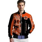 cincinnati bengals fire skull orange black bomber jacket best selling