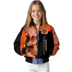cincinnati bengals fire skull orange black bomber jacket best selling