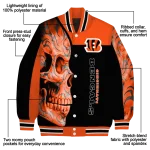 cincinnati bengals fire skull orange black varsity jacket best selling