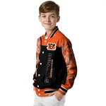 cincinnati bengals fire skull orange black varsity jacket best selling