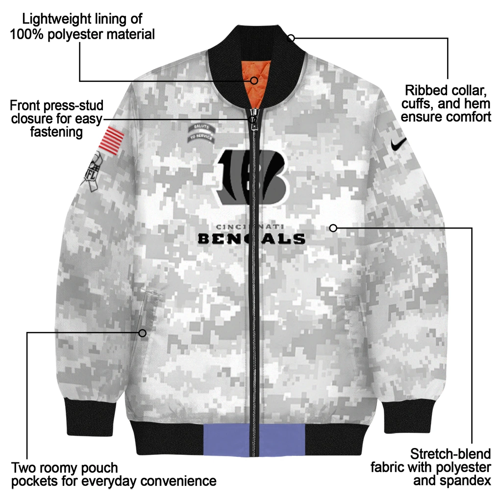 cincinnati bengals gray camouflage gray bomber jacket new arrival cincinnati bengals gray camouflage gray bomber jacket new arrival