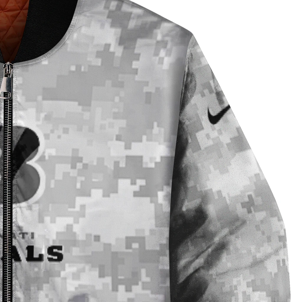 cincinnati bengals gray camouflage gray bomber jacket premium grade cincinnati bengals gray camouflage gray bomber jacket premium grade