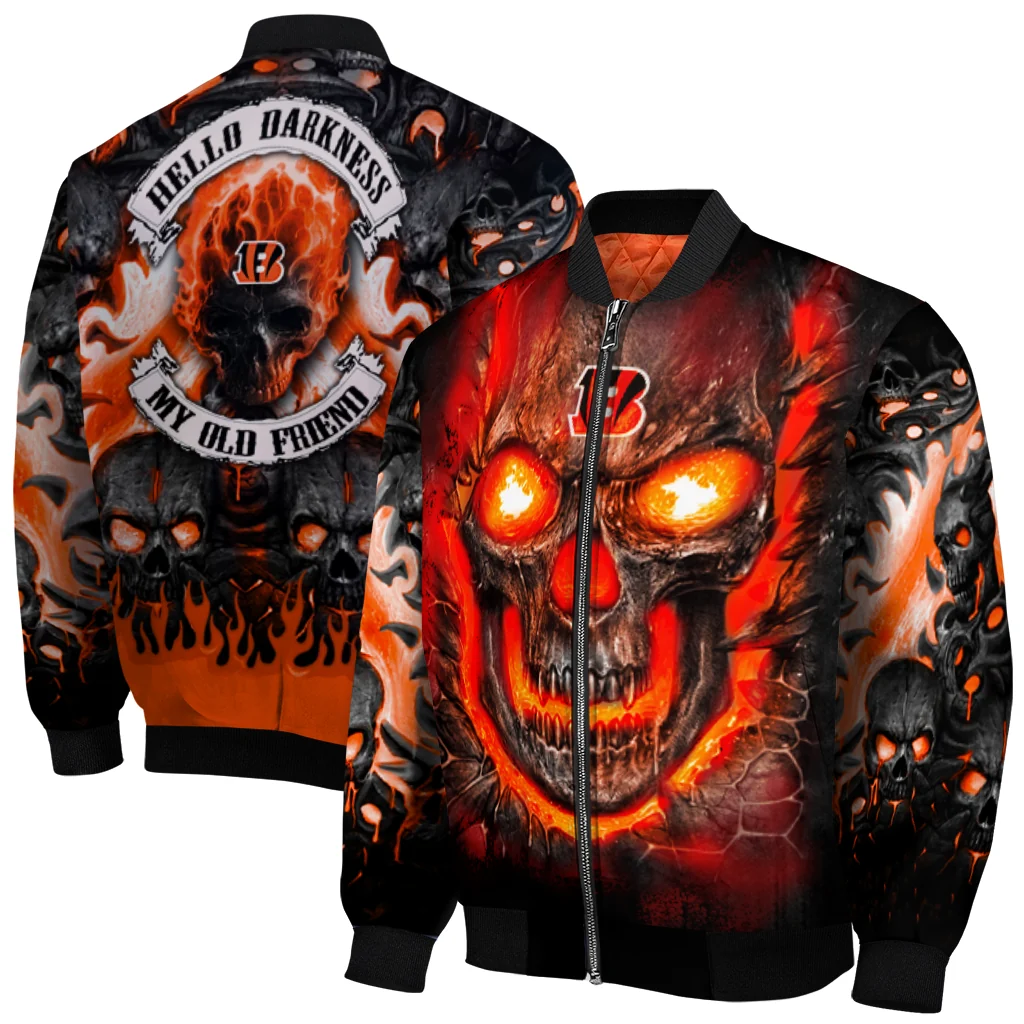 cincinnati bengals inferno skull orange black bomber jacket best selling cincinnati bengals inferno skull orange black bomber jacket best selling