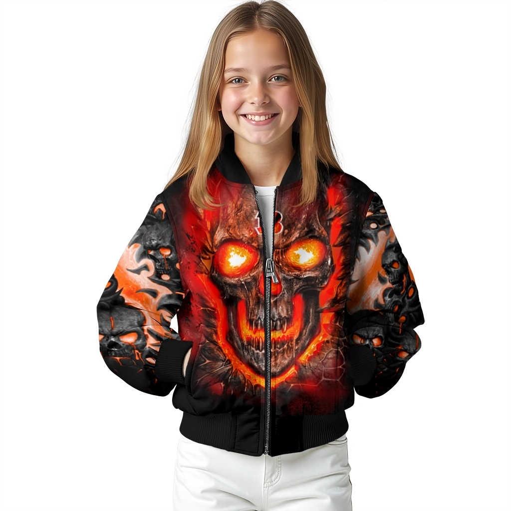 cincinnati bengals inferno skull orange black bomber jacket top rated cincinnati bengals inferno skull orange black bomber jacket top rated