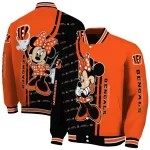 cincinnati bengals minnie mouse orange varsity jacket best selling
