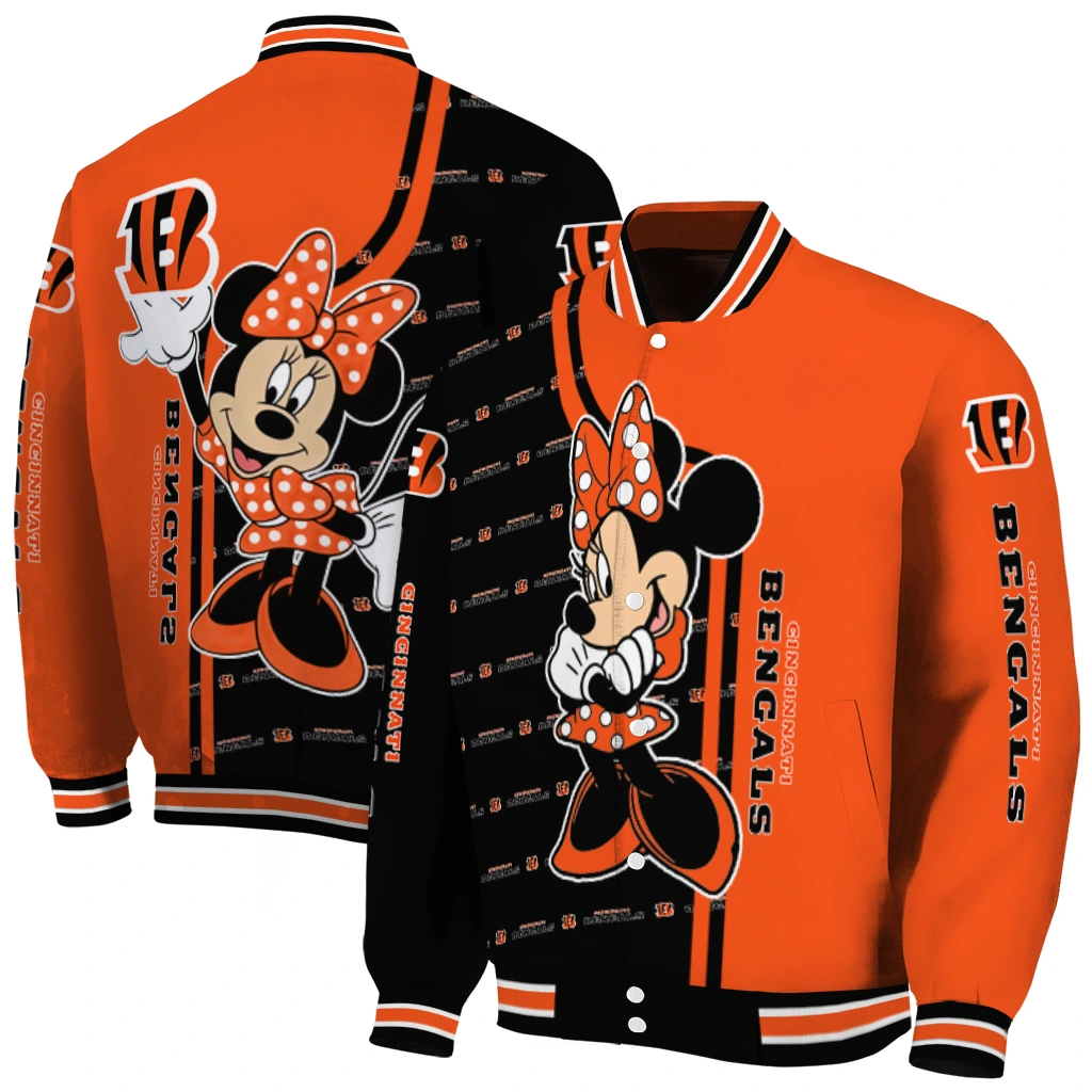 cincinnati bengals minnie mouse orange varsity jacket fashion forward cincinnati bengals minnie mouse orange varsity jacket fashion forward