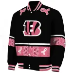 cincinnati bengals pink ribbon black pink varsity jacket best selling