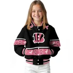 cincinnati bengals pink ribbon black pink varsity jacket best selling