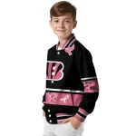 cincinnati bengals pink ribbon black pink varsity jacket best selling