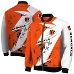 cincinnati bengals ripped bolt orange white bomber jacket best selling