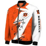 cincinnati bengals ripped bolt orange white bomber jacket best selling