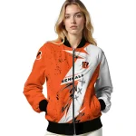 cincinnati bengals ripped bolt orange white bomber jacket best selling