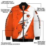 cincinnati bengals ripped bolt orange white bomber jacket best selling