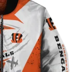 cincinnati bengals ripped bolt orange white bomber jacket best selling
