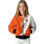 cincinnati bengals ripped bolt orange white bomber jacket best selling