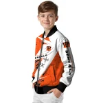 cincinnati bengals ripped bolt orange white bomber jacket best selling