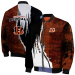 cincinnati bengals ripped grunge style orange black bomber jacket best selling