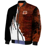 cincinnati bengals ripped grunge style orange black bomber jacket best selling