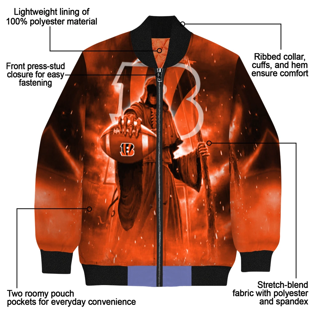 cincinnati bengals shadow reaper orange bomber jacket new arrival cincinnati bengals shadow reaper orange bomber jacket new arrival