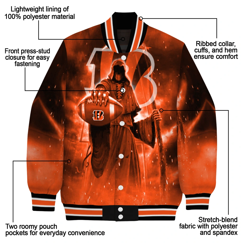 cincinnati bengals shadow reaper orange varsity jacket new arrival cincinnati bengals shadow reaper orange varsity jacket new arrival