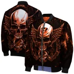 cincinnati bengals skull bite orange black bomber jacket best selling