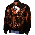 cincinnati bengals skull bite orange black bomber jacket best selling