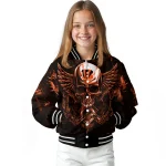 cincinnati bengals skull bite orange black varsity jacket best selling