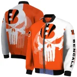 cincinnati bengals skull outline orange white bomber jacket best selling