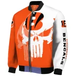 cincinnati bengals skull outline orange white bomber jacket best selling