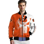 cincinnati bengals skull outline orange white bomber jacket best selling