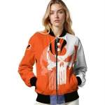 cincinnati bengals skull outline orange white bomber jacket best selling