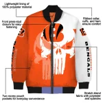 cincinnati bengals skull outline orange white bomber jacket best selling