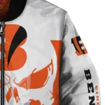 cincinnati bengals skull outline orange white bomber jacket best selling
