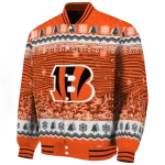 cincinnati bengals snowy pines orange varsity jacket best selling