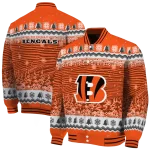 cincinnati bengals snowy pines orange varsity jacket best selling