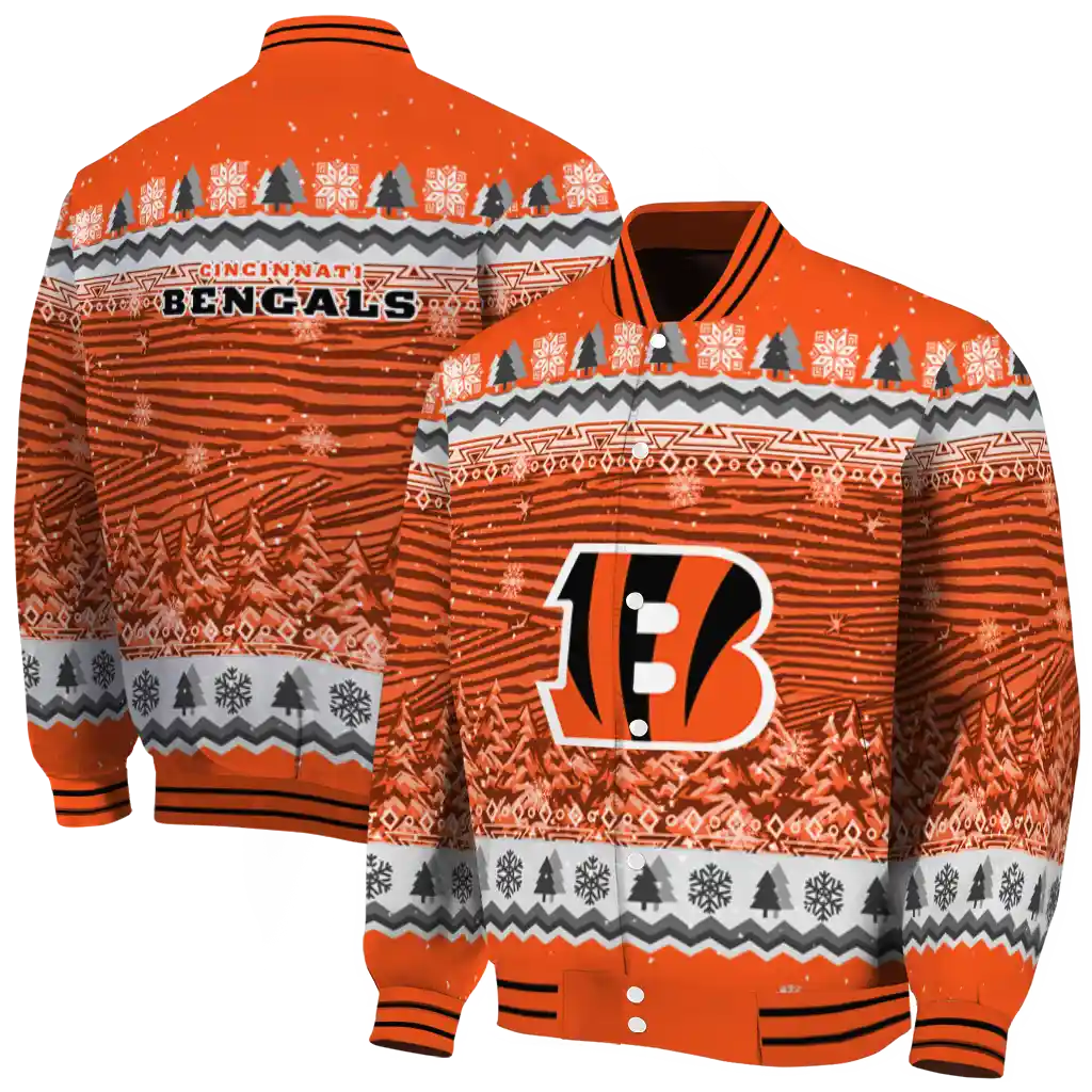 cincinnati bengals snowy pines orange varsity jacket fashion forward cincinnati bengals snowy pines orange varsity jacket fashion forward