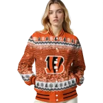 cincinnati bengals snowy pines orange varsity jacket best selling