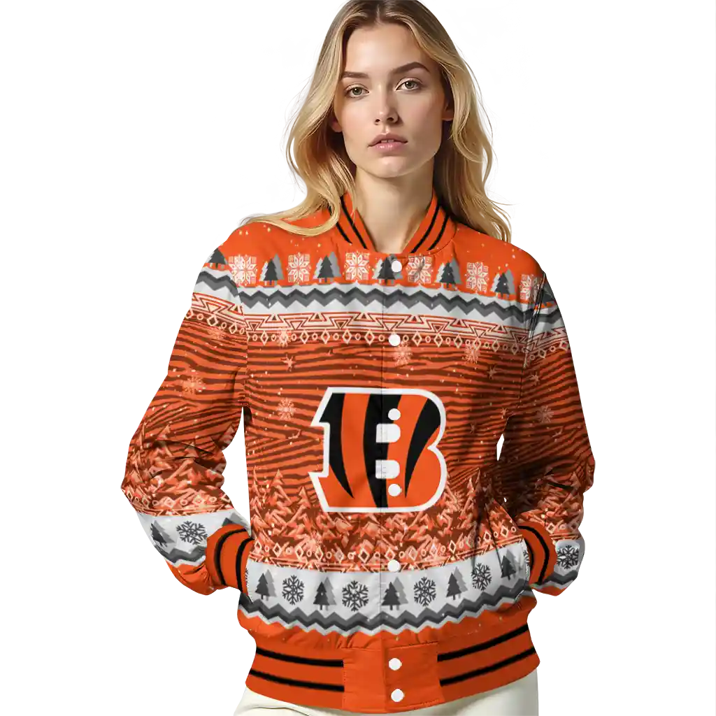 cincinnati bengals snowy pines orange varsity jacket latest model cincinnati bengals snowy pines orange varsity jacket latest model