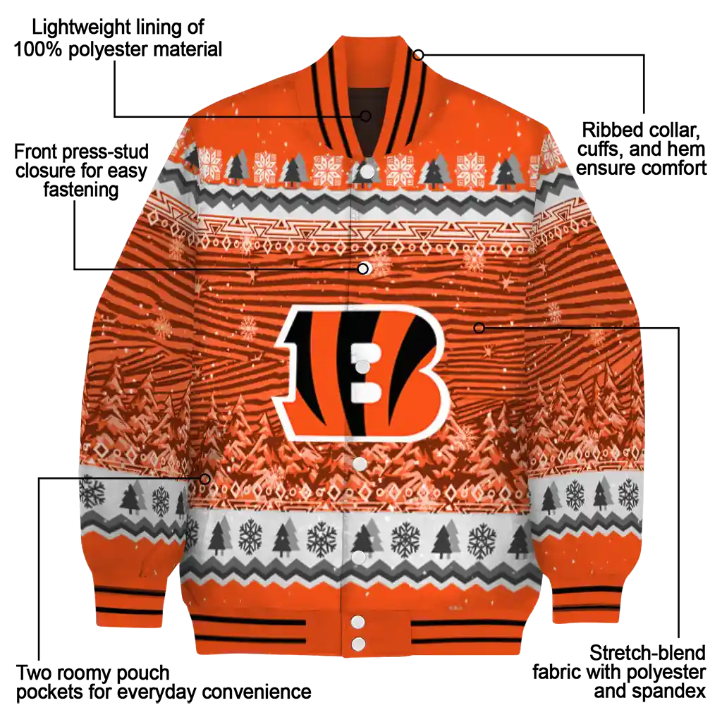 cincinnati bengals snowy pines orange varsity jacket new arrival cincinnati bengals snowy pines orange varsity jacket new arrival