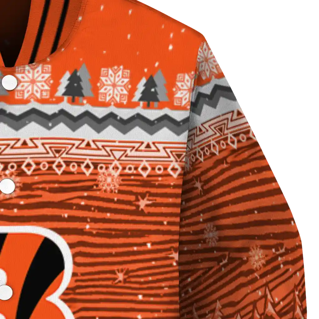 cincinnati bengals snowy pines orange varsity jacket premium grade cincinnati bengals snowy pines orange varsity jacket premium grade