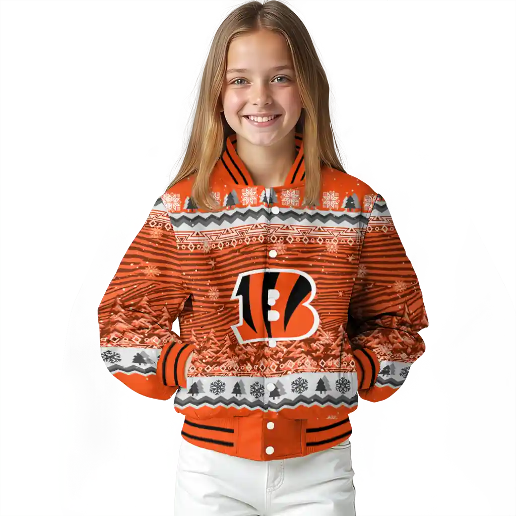 cincinnati bengals snowy pines orange varsity jacket top rated cincinnati bengals snowy pines orange varsity jacket top rated