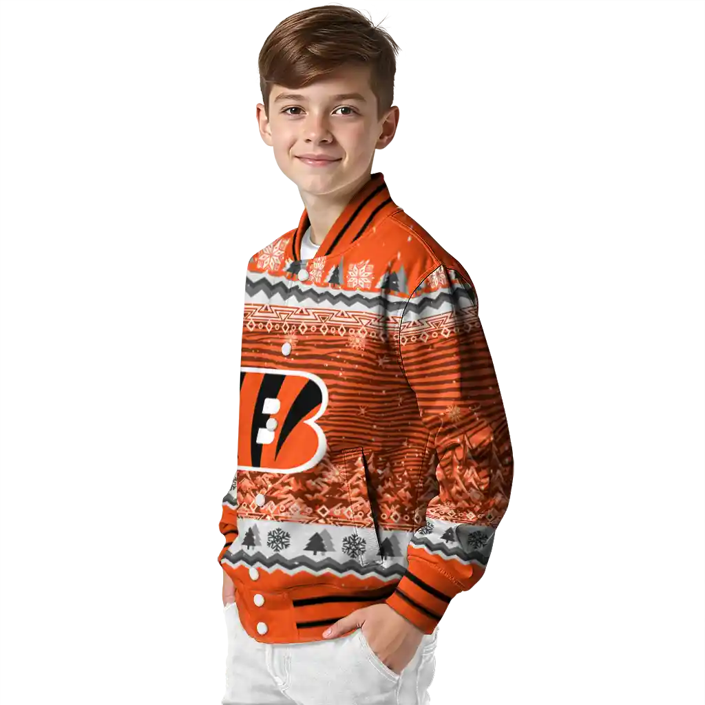 cincinnati bengals snowy pines orange varsity jacket trendy cincinnati bengals snowy pines orange varsity jacket trendy
