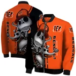 cincinnati bengals spooky grin orange bomber jacket best selling