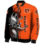 cincinnati bengals spooky grin orange bomber jacket best selling