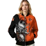 cincinnati bengals spooky grin orange bomber jacket best selling