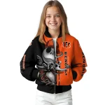 cincinnati bengals spooky grin orange bomber jacket best selling