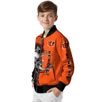 cincinnati bengals spooky grin orange bomber jacket best selling