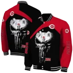 cincinnati reds edgy mask red black varsity jacket best selling