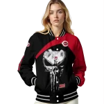 cincinnati reds edgy mask red black varsity jacket best selling