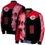 cincinnati reds fire skull red black bomber jacket best selling